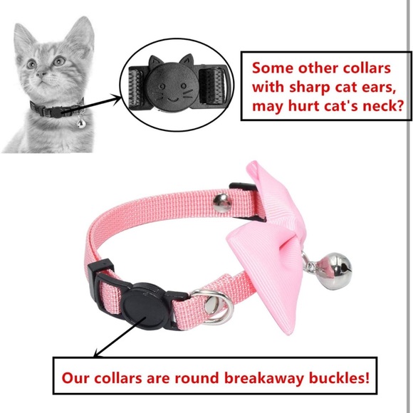 5for$10 Baby Pink Bell Cat Collar & Small Pet Collar Pet Accessories 10 Inches - Picture 6 of 9